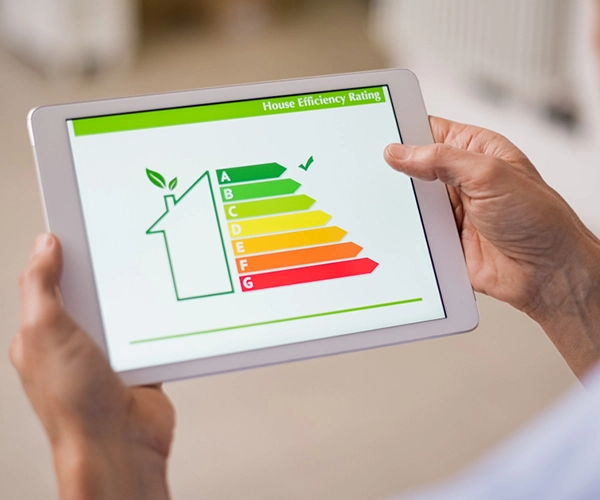 manos con tablet pantalla energía